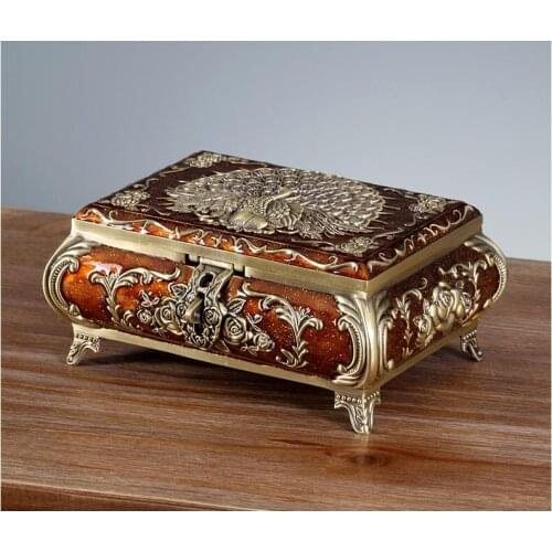 Europe Vintage Jewellery Case metal Jewelry Box Russian Style Zinc-alloy Metal Trinket Box Enamel Storage Case Z076