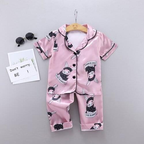 Toddler Baby Boy Girl Short Sleeve Cartoon Tops+Pants Pajamas Sleepwear Outfits Girls Clothing Sets 2020 summer Girls Clothes