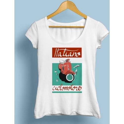 Italian scooter design fashion t shirt femme jollypeach new white casual tshirt women italy style tee shirt NO GLUE print