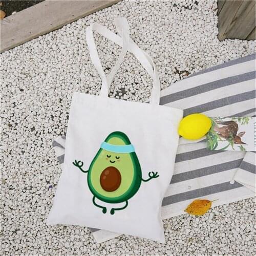 Kawaii Avocado And Banana Cartoon Interesting Fruit Funny Strange Tote Bag Abstract Brilliant Art Painting Shopping Tote Bag