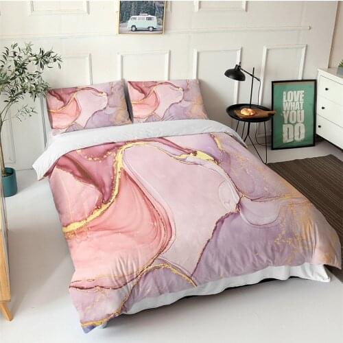 Nordic Gilding Light Pink Single Double Duvet Cover Set Girl Abstract Art Pattern Bedroom Twin Queen Quilt Cover Pillowcase