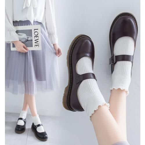 LIHUAMAO Fashion Mary jane shoes flat ankle strap round toe casual comfortable cosplay dancing party Japan style cute shoes