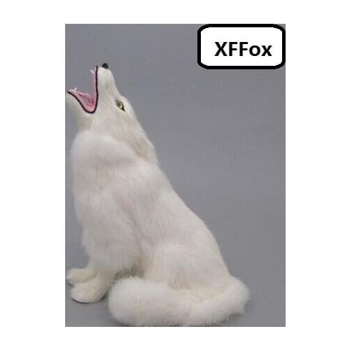 Cute simulation sitting wolf model polyethylene&furs new white wolf doll gift about 21x24cm xf2087