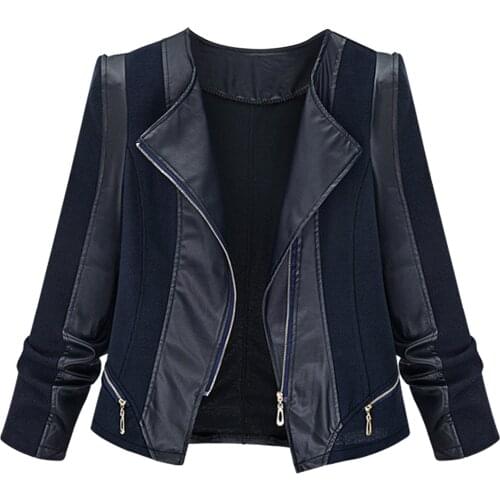 Fashion Womens Zipper Tunic Army Jacket Coats Casual Ladies Autumn Leather Jackets Zip Up Moto Biker Coats Flight Tops Clothes