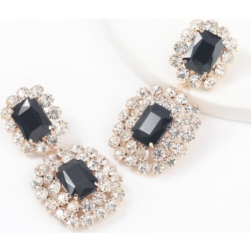 Pauli Manfi Fashion Simple Metal Rhinestone Glass Square Earrings Womens Creative Party Jewelry Accessories