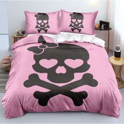 3D White Comforter Cases Sets Pillow Covers Duvet Cover Bed Linens Full King Queen Double Size Custom Design Skull Home Textile