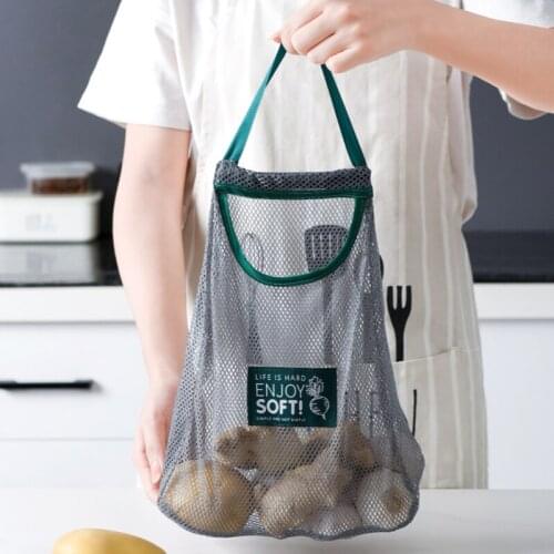 Wall hanging type fruit and vegetable storage bag kitchen sundries storage bag onion ginger onion potato mesh bag