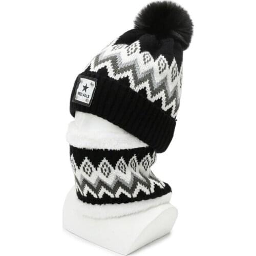 2021 New 2 Pieces Set Womens Knitted Hat Scarf Caps Neck Warmer Winter Hat For Ladies Girls Skullies Beanies Warm Fleece Caps