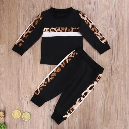 1-6Y New Girls Clothing Sets Autumn Winter Toddler Girls Clothes Outfit Kids Leopard Print Tracksuit For Boys Children Clothing