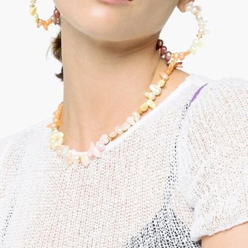 Baroque Natural Pearl Rainbow Necklace Irregular Shape Colourful Pearl Choker Women High Quality Accessories Jewelry bohemian