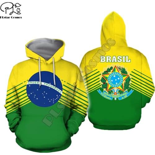 PLstar Cosmos National Emblem Brazil Flag 3D Printed Hoodies Sweatshirts Zip Hooded For Men And Women Casual Streetwear Style-6