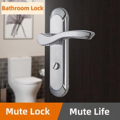 1pc Toilet Keyless Door Lock Bathroom Stainless Steel Wooden Door Handle Lock Universal Household Lock Single Lock Tongue