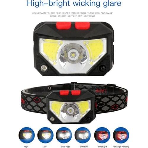 USB Rechargeable LED Headlamp 6 Modes & Motion Sense Function Rechargeable IPX6 Waterproof Head Torch Flashlight Worklight