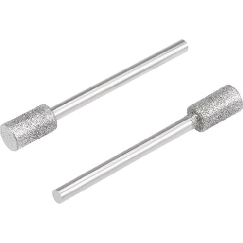 Uxcell 2pcs Diamond Mounted Points 6mm 8mm 10mm 12mm Cylinder Head 1/8 Inch Shank Grinding Rotary Tools 150 Grits