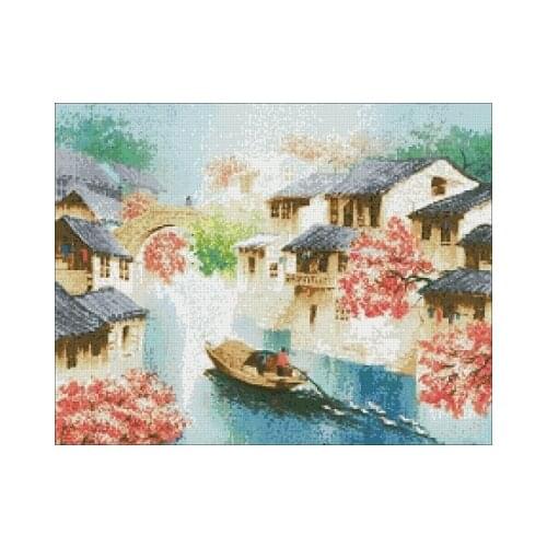 Jiangnan Town Needlework,For Embroidery,DIY 14CT Unprinted Arts Cross stitch kits Set Cross-Stitching Home Decor