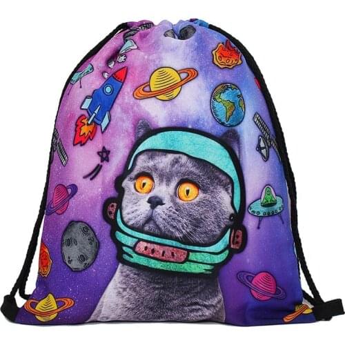 Drawstring Bag with cat prints Women Travel Toilet BagsDrawstring Toiletry Case Pouch Organizer Pocket Multi-functional Handbags