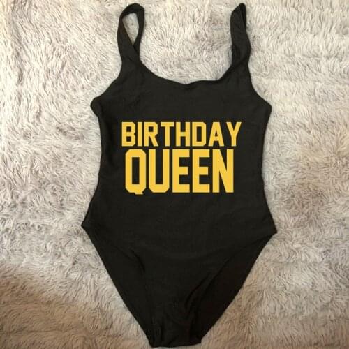 2021 New One Piece Swimsuit Women Swimwear BIRTHDAY QUEEN Letter Sexy Bodysuit Summer Bathing Suit Top stroje kapielowe damskie