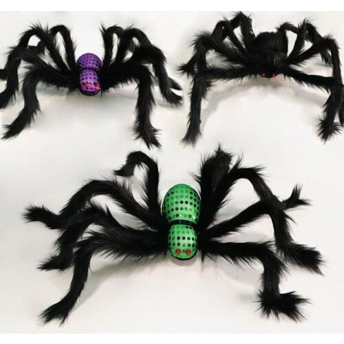 1Pcs Halloween Scary Black Big Spider Halloween Decoration Props Party Bar Home Decor Spoof Toys Simulation Plush Spider