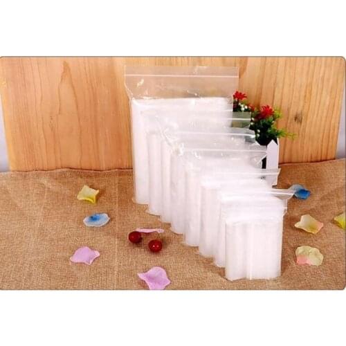 200PCS Clear Reclosable Zip Plastic Poly Bags with Resealable Lock Seal Zipper Food Storage Bag Kitchen Package Bag#891213