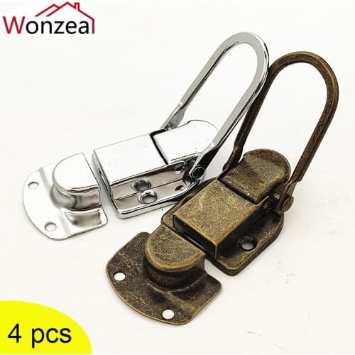 4pcs Antique Heavy Duty Trunk Toggle Catch Jewelry Chest Wooden Wine Box Case Hasp Latch Lock Accessories 43*34MM