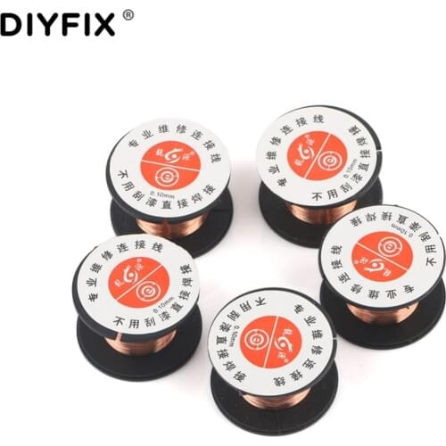 DIYFIX 5 Pcs 0.1mm PCB Link Wire Copper Soldering Wire Jump Line PCB Welding Repair Tools for iPhone Samsung Maintenance Tools