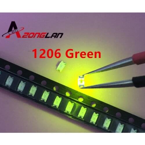 500pcs/lot Super Bright 1206 Green Lighting SMD Led Diode 3216 Diodes Pure Green 520-530nm 10ED Kit 3V/6V