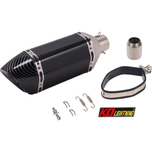 51mm Universal Motorcycle Exhaust Vent Pipe With Silencer 380mm Stainless Steel And Carbon Fiber For ATV Street Bike