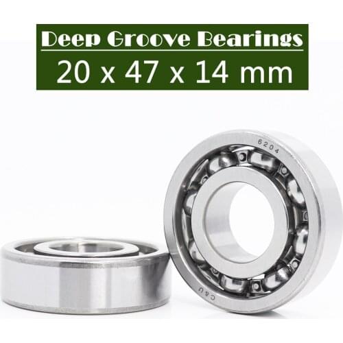 6204 Bearing 20*47*14 mm ABEC-3 P6 ( 2 PCS ) For Motorcycles Engine Crankshaft 6204 OPEN Ball Bearings Without Grease