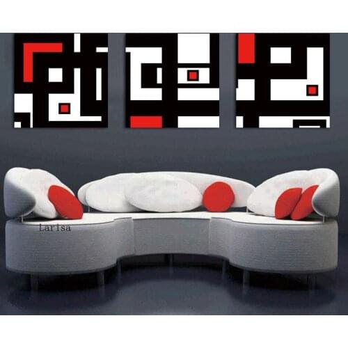 Black White and Red Abstract Geometric Labyrinth Home Wall Decor Painting On Canvas Wall Art Poster Picture for Living Room