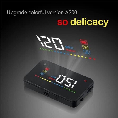 A200 Head-Up Display Car OBD2 Overspeed Warning System Projector Windshield with Water Temperature Voltage Alarm