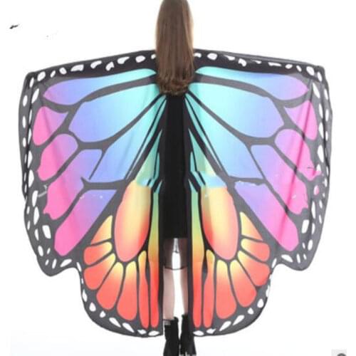 Big Size Fabric Butterfly Wings Shawl Fairy Ladies Cloak Women Nymph Pixie Costume Accessory Colorful Hot Sell
