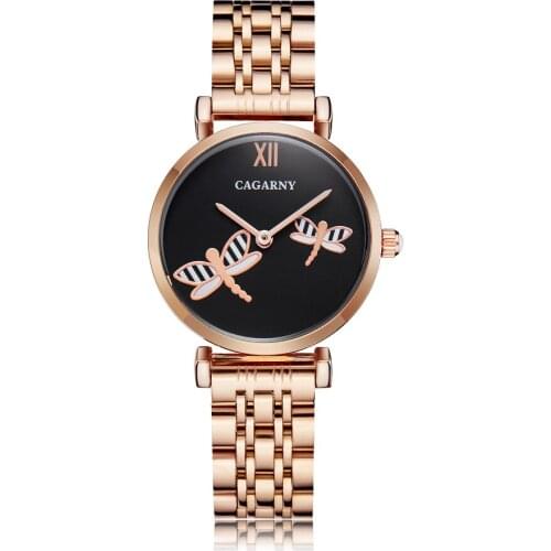 Cagarny Brand Women Watches Butterfly Pattern Steel Band Rhinestone Crystal Quartz Watch Small Ladies Bracelet Clock Reloj Mujer
