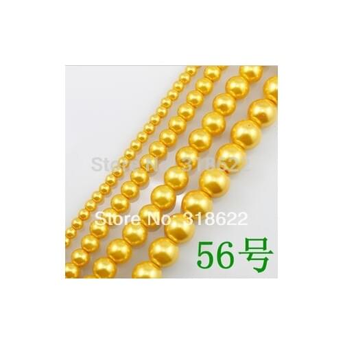 Free Shipping Color 56 Round Ball Loose Glass Pearl Spacer Bead 4mm - 16mm Beads For Jewelry Making Craft DIY