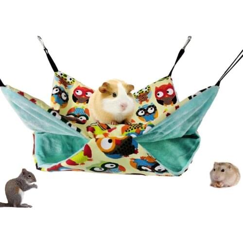 Pet Hamster Squirrel Double Layer Hammock Nest Hanging House Warm Sleeping Bed Pet Products Small Animals Cages