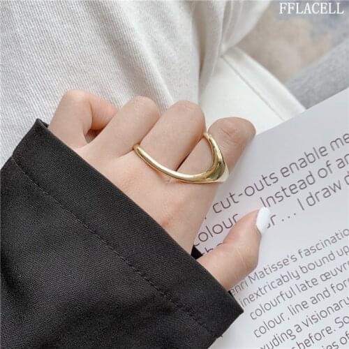 FFLACELL 2020 NEW Korea INS Geometric Line Ring Minimalist Fashion Personality Ring Nightclub Party Accessories For Women