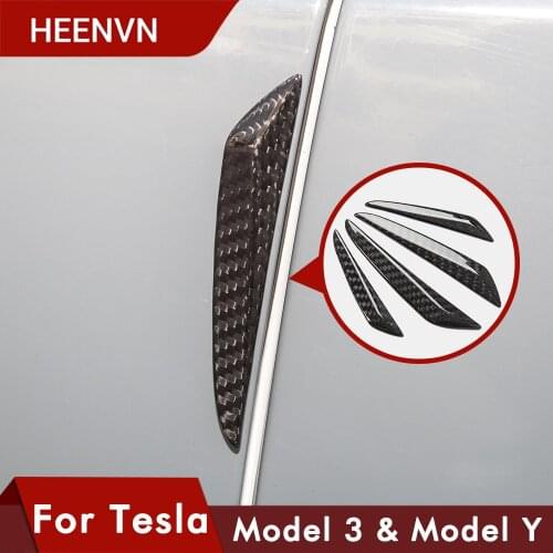 Heenvn 2017-2021 New Tesla Model 3/Y/S/X 4PCS Sticker Car Side Door Edge Protector Protective Strip Scrape Guard Cover 3D