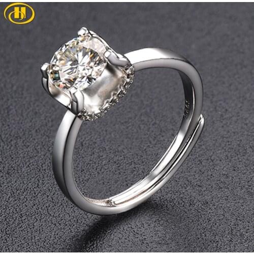 Hutang 1 Carat White Moissanite Ring Solid 925 Sterling Silver Rings Square Shape Fine Jewelry for Women Mothers Day Gifts