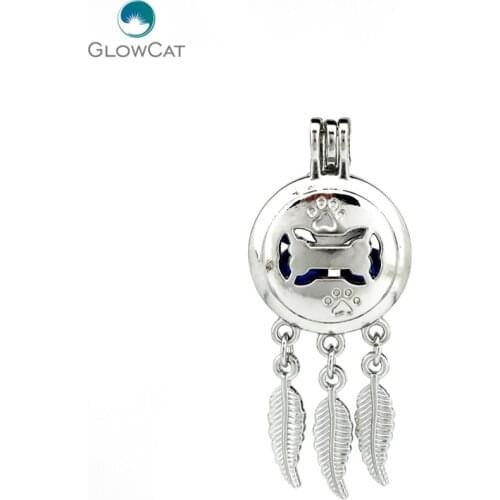 K768 5pcs/lot Beaty Dream Catcher Dog Paws Bone Leaf Cage Locket Pendant Fairytale Party Essential Oil Diffuser