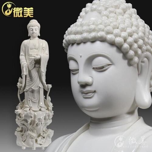 Dehua ceramics 32 inch nine lotus Sam West Amitabha / Shakya Muni Buddha ornaments