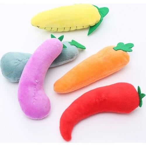 Cat Catnip Plush Stuffed Toys Cute Mini Fruit and Animal Food Shape Bite Resistant Squeaky Toy Pet Chew Toy Interactive Supplies