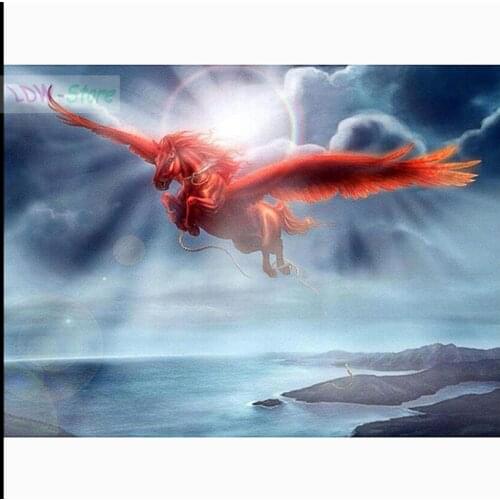 Red flying horse,5D DIY Diamond painting Cross stitch Cartoon animal Full Square/round Diamond embroidery Diamond mosaic NEW546