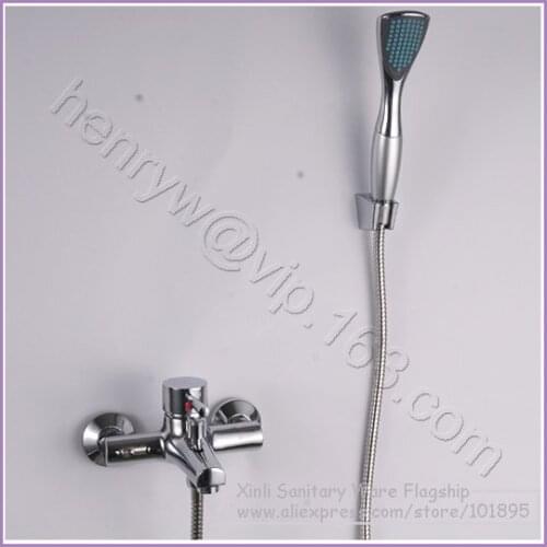 L15756 - Luxury Wall Mounted Chrome Color Brass Bath Faucet with Shower and Hose