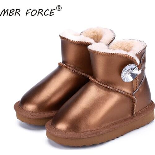 MBR FORCE 2020 New Fashion Children Boots Genuine cow Leather Boys Girls Snow Boots Non-slip Warm Winter Rhinestones snow Boots