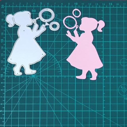 Cute Girls Blow Bubbles Christmas Metal Cutting Dies For Stamps Scrapbooking Stencils DIY Paper Album Cards Decor Embossing 2020