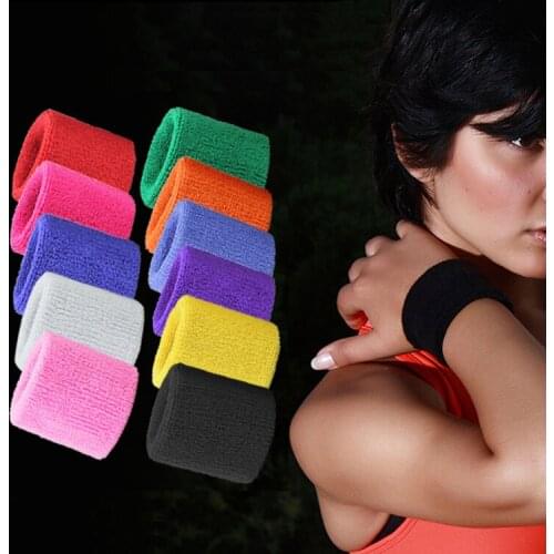 Men Women Sports Sweatband Terry Cloth Wrist Sweat Bands for Gym Fitness Tennis Squash Badminton Basketball Wrist Brace Support