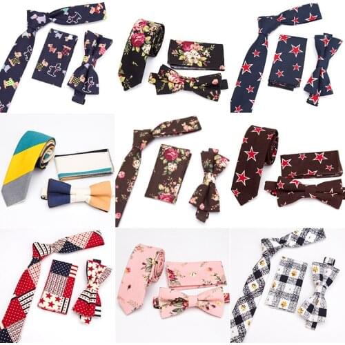 Men Tie Set Skinny Flower Rose Wedding Pocket Square Handkerchief Butterfly Necktie Gifts for Men Corbatas Para Hombre