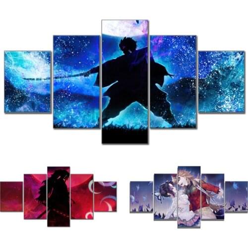 5 Pieces Japanese Anime Canvas Painting Home Decor Various Kochou Shinobu Douma Demon Slayer Wall Art Pictures for Livin Groom