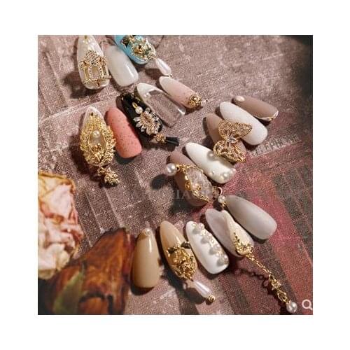 Net red new nail jewelry nail stickers retro court wind Cupid Pearl chain butterfly wings