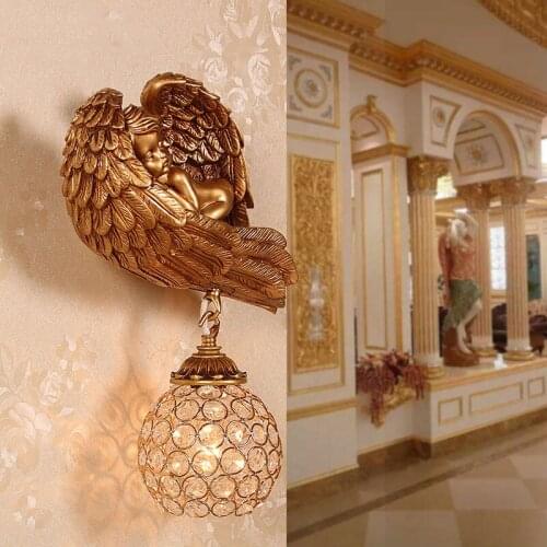 Wall Lamp Living Room Creative Bedroom Bedside Retro Aisle Stair Background Wall Resin Crystal Led Wall Light