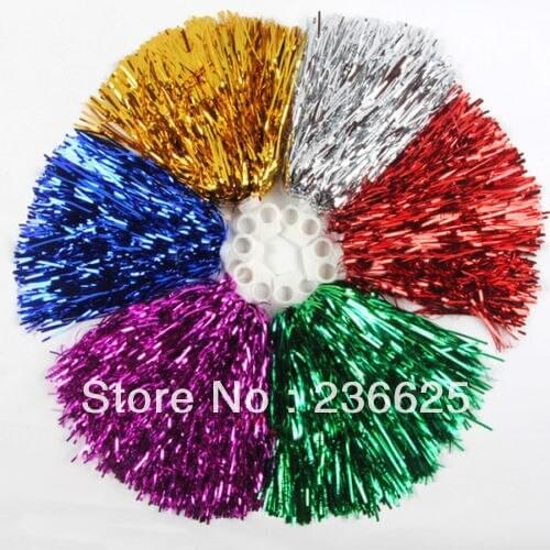New Fashion 1 Pair 40gram Metallic Cheerleader Cheerleading Dance Party Christmas Pom Poms Decoration Accessories